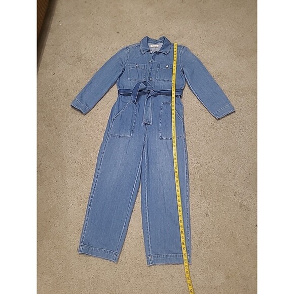 Madewell Denim Coveralls Womens M Blue Button Up LS Work Utility Boho Jumpsuit - Picture 8 of 16